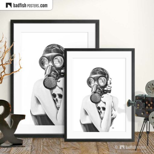 Gas Mask Girl | Goth Art Poster | Gallery Image | © BadFishPosters.com