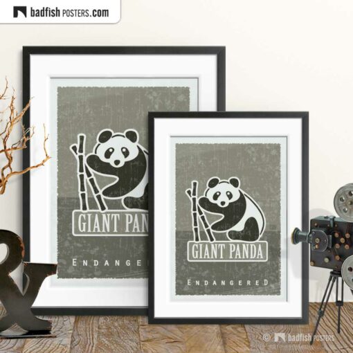 Giant Panda | Endangered | Graphic Poster | Gallery Image | © BadFishPosters.com