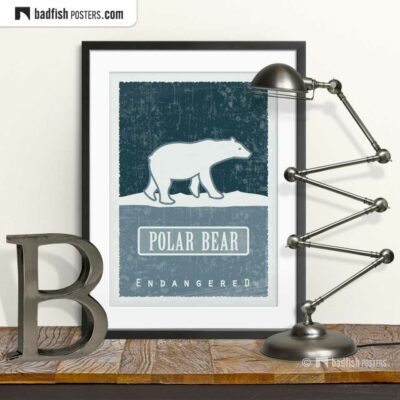 Polar Bear | Endangered | Graphic Poster | © BadFishPosters.com